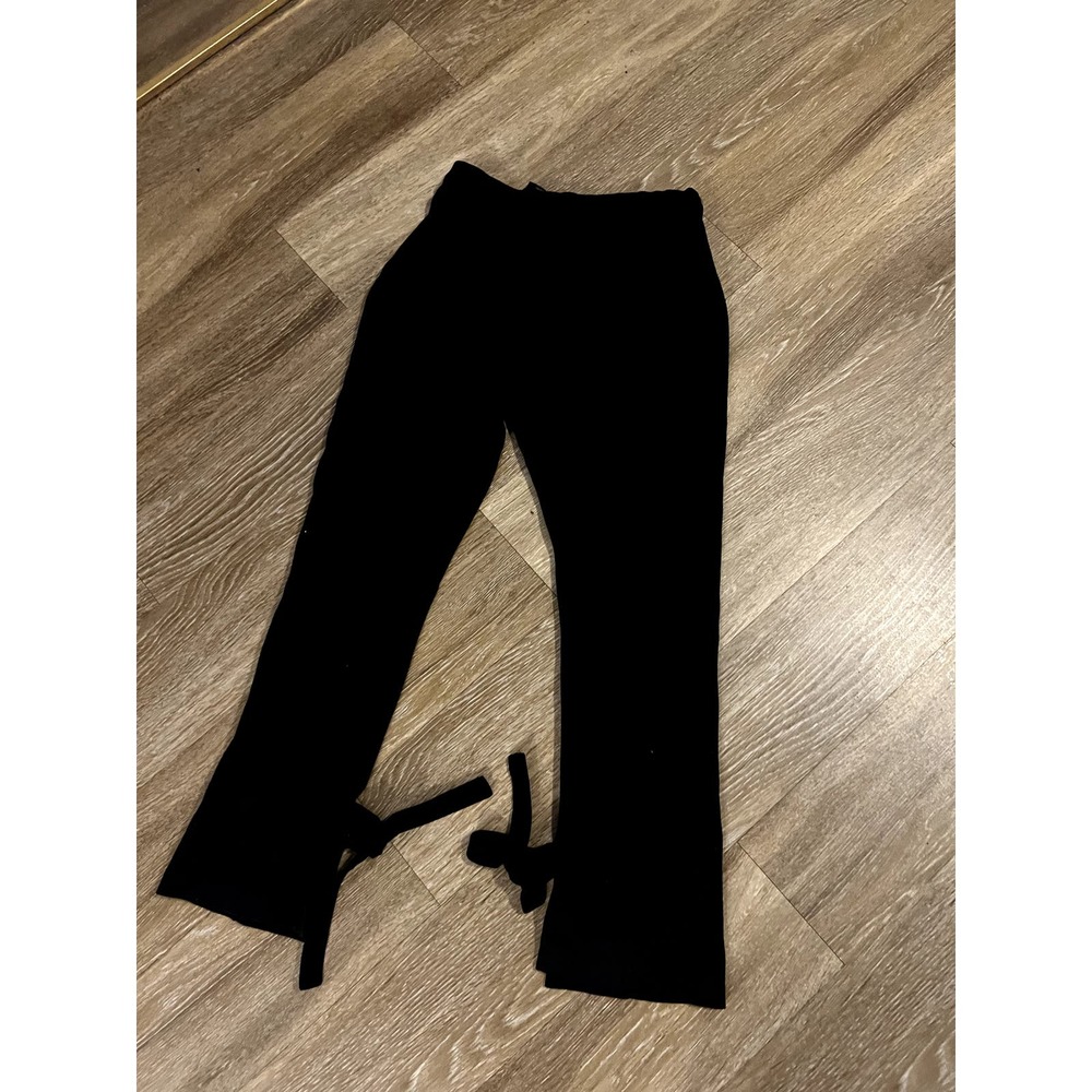 & Other Stories Bow Tie Hem Black Straight Pants 10